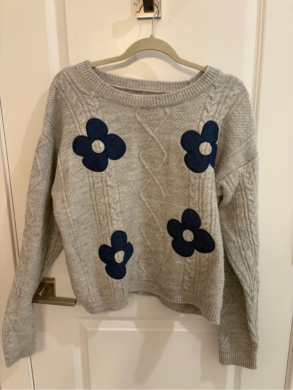 Maeve Gracey Cable Floral Pullover Sweater